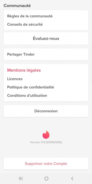 supprimer tinder