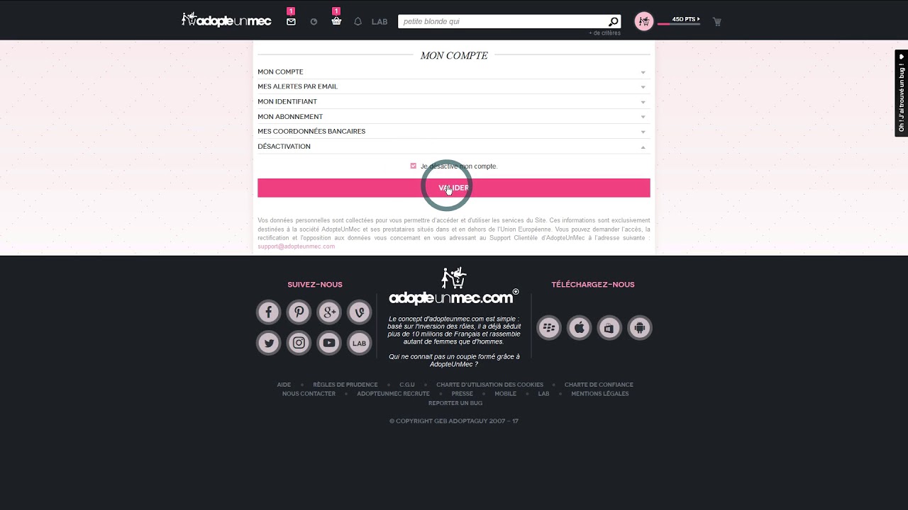 resilier abonnement adopte un mec